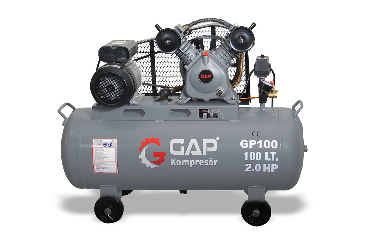 100 lt 2 Kafa 8 Bar 2 Hp Pistonlu Hava Kompresörü - GP 100