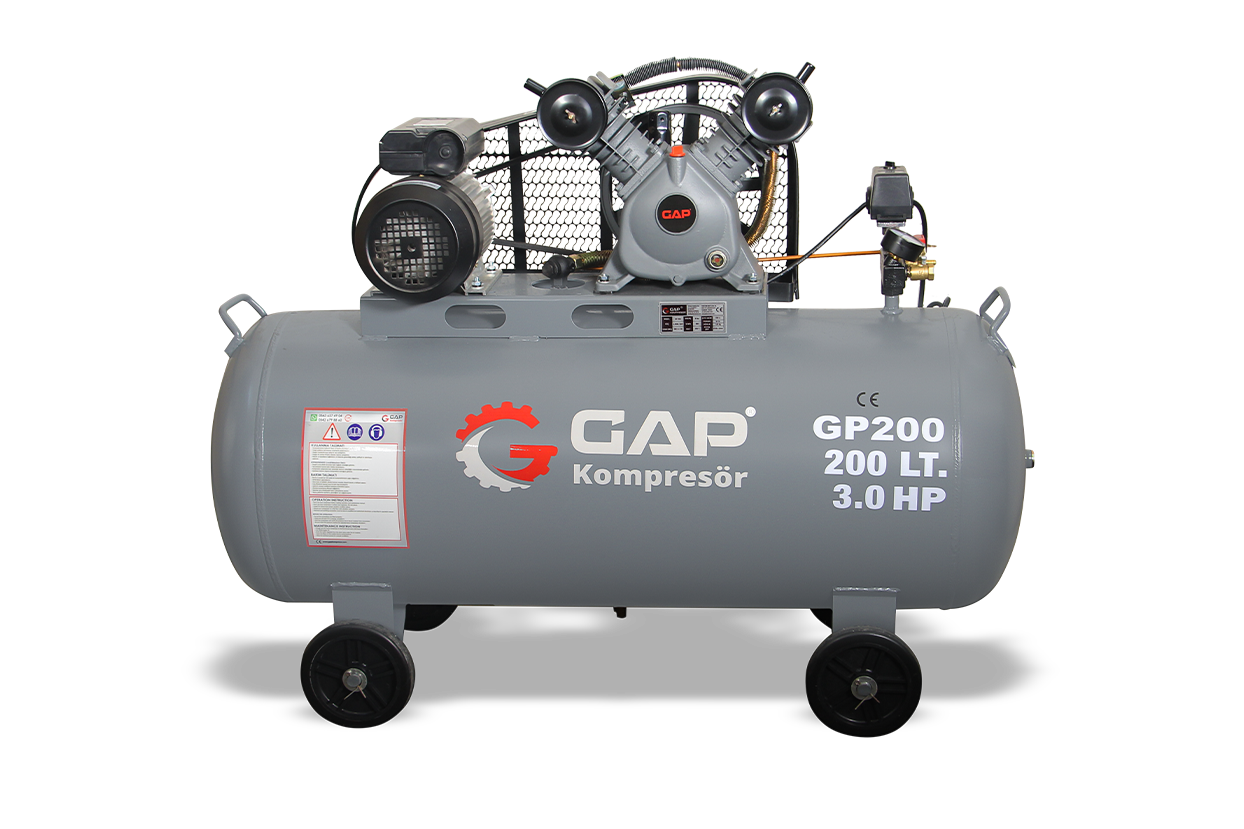 200 lt 2 Kafa 8 Bar 3 Hp Pistonlu Hava Kompresörü -GP 200