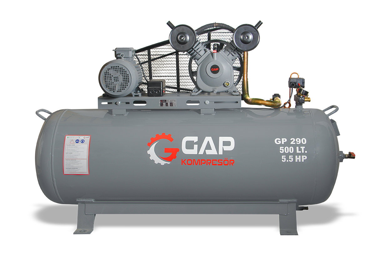 500 lt 2 Kafa 8 Bar 5.5 Hp Pistonlu Hava Kompresörü - GPK 290/500