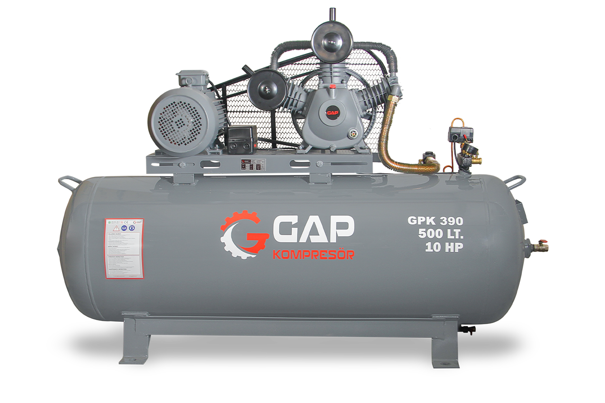 500 lt 3 Kafa 12 Bar 10 Hp Pistonlu Hava Kompresörü - GPK 390