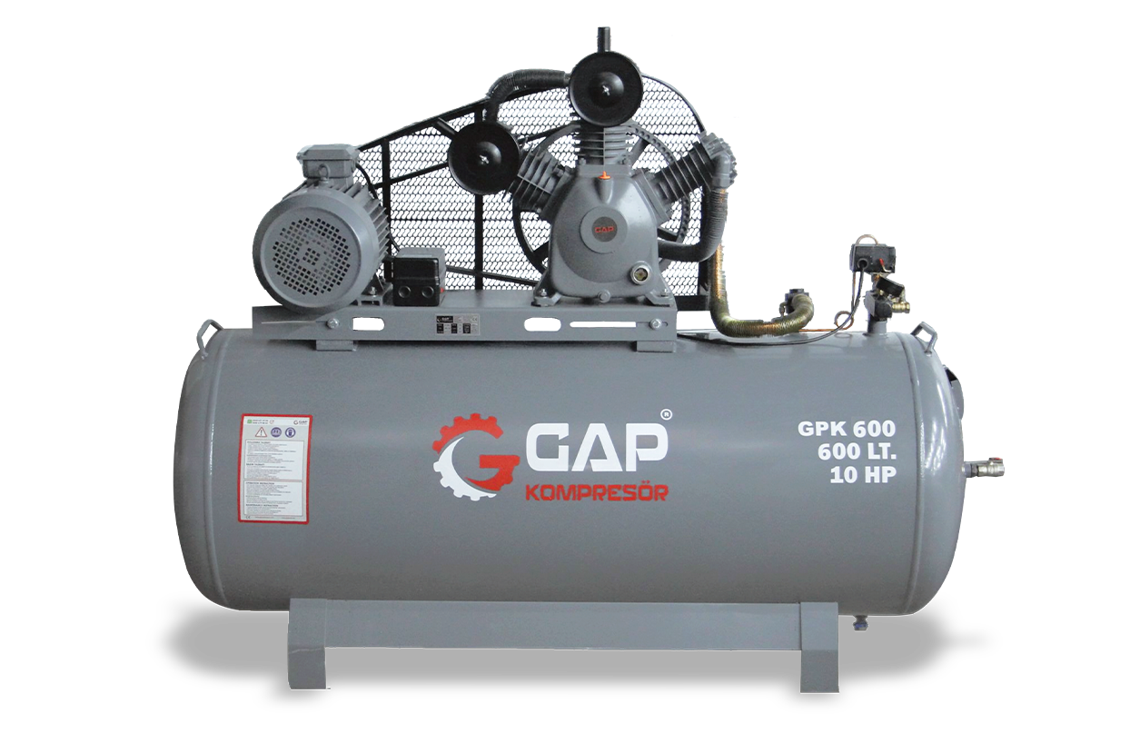 600 lt 3 Kafa 12 Bar 10 Hp Pistonlu Hava Kompresörü - GPK 600